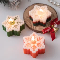 Winter Snowflake Candle Silicone Mold 3D Hexagonal Snow Soap Resin Crystal Mould Chocolate Mousse Cake Decor Christmas Gifts