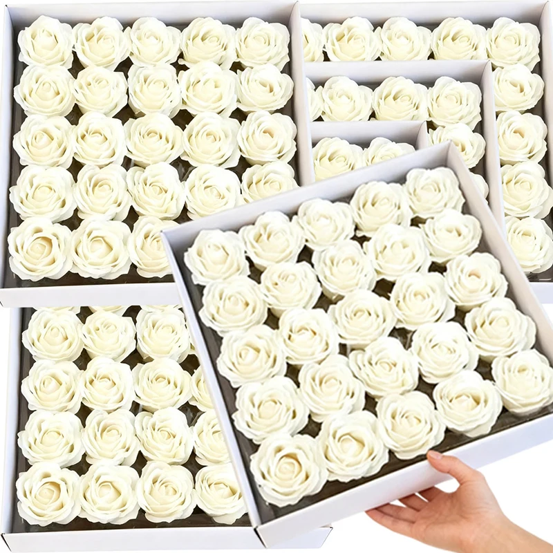 Cabeza de flor de jabón de Rosa Artificial blanca de 6cm falsa para decoración de la habitación del hogar accesorios de corona de fiesta decoración de Navidad de boda nupcial