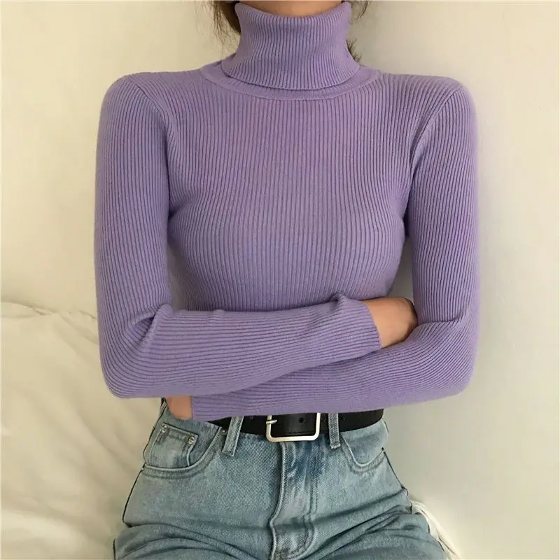 Pull à col roulé Femmes tendances 2025 doux Pulls Femmes à manches longues tricots pulls Dame vêtements d'hiver Femme Jersey pour Femmes