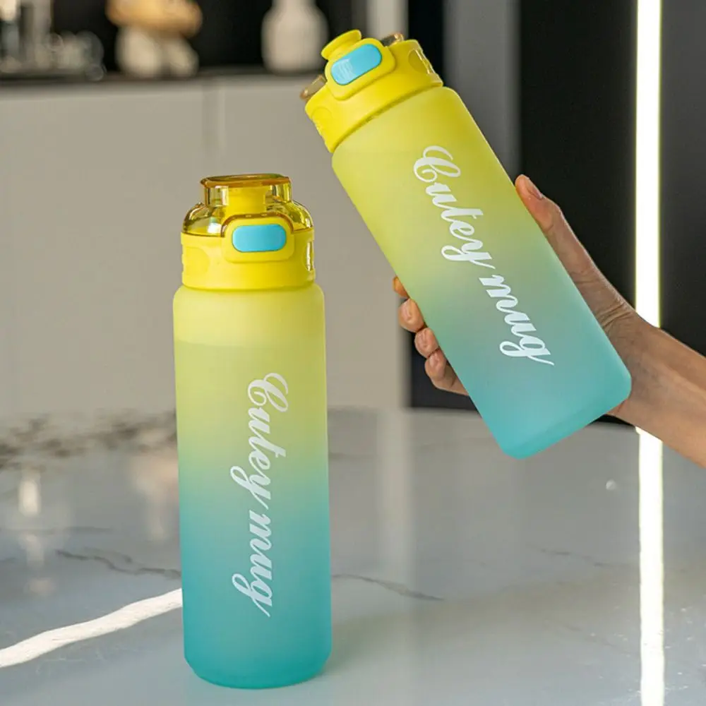 2100ml Sports Kettle with Straw Graduated Leakproof Water Cup with Straw Large Capacity Portable Fitness Water Bottle Running