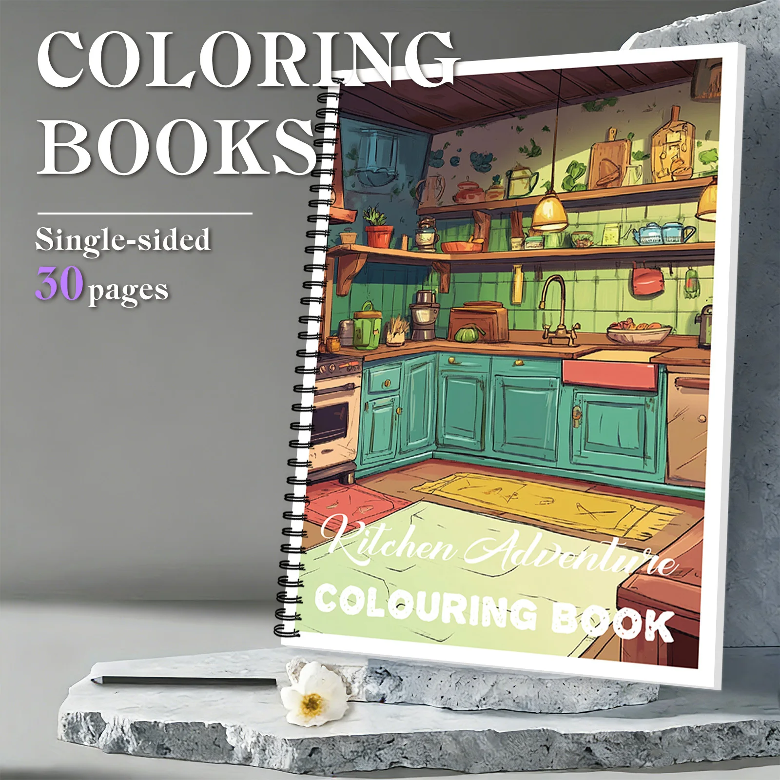 

1 шт. книги для рисования, веселая спиральная книга-раскраска для кухонных приключений на тему шеф-повара, для ярких домашних раскрасок