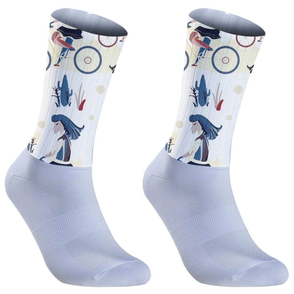 New High-tech Bike Sock Compression Bicycle Outdoor Running calzini sportivi antiscivolo calzini da ciclismo senza cuciture modanatura integrale