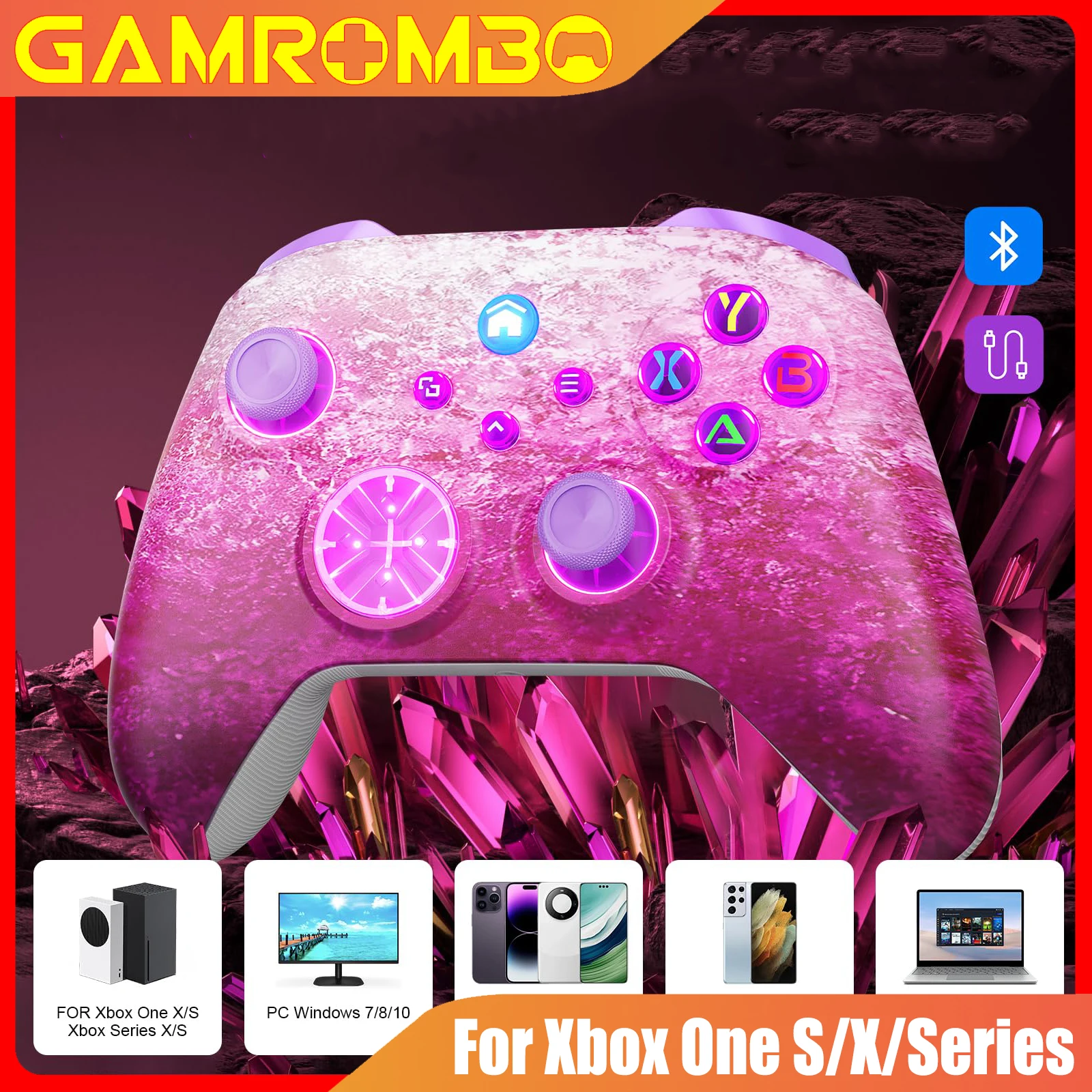 

Wireless Game Controller for XBox One S/X/Series S/X/PC/Steam Gamepads W/ Dual Vibration 6 Axis Gyro Turbo Function 360°Joystick