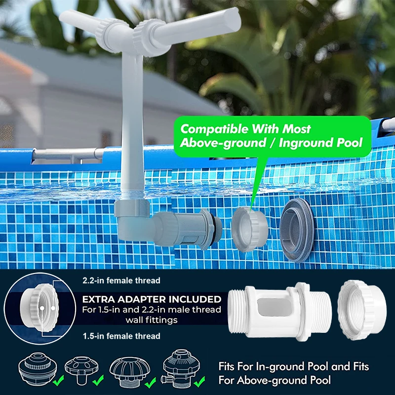 Pool Fountain for Above and In-Ground Pools,Dual Spray Water Fountain for Swimming Pool,PVC Adjustable Waterfall Pool Sprinkler