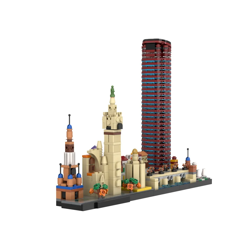 Gobricks MOC-192743 Sevilla Skyline Architektur Serie Bausteine Kathedrale Südturm Ziegel Modell Street View Spielzeug Geschenk