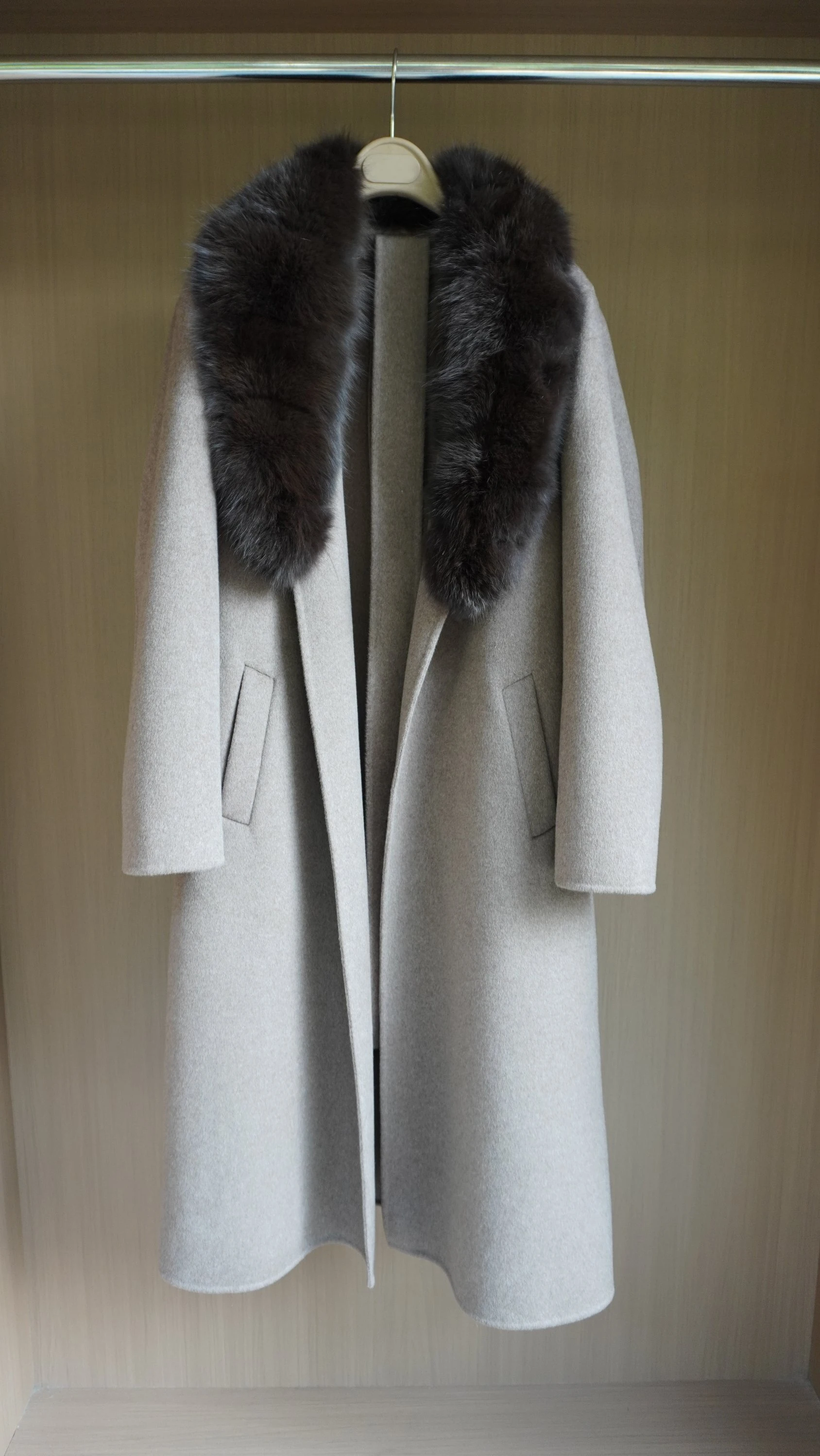 New Autumn/Winter Long Cashmere Coat with Eco-friendly Fur CollarNO.29