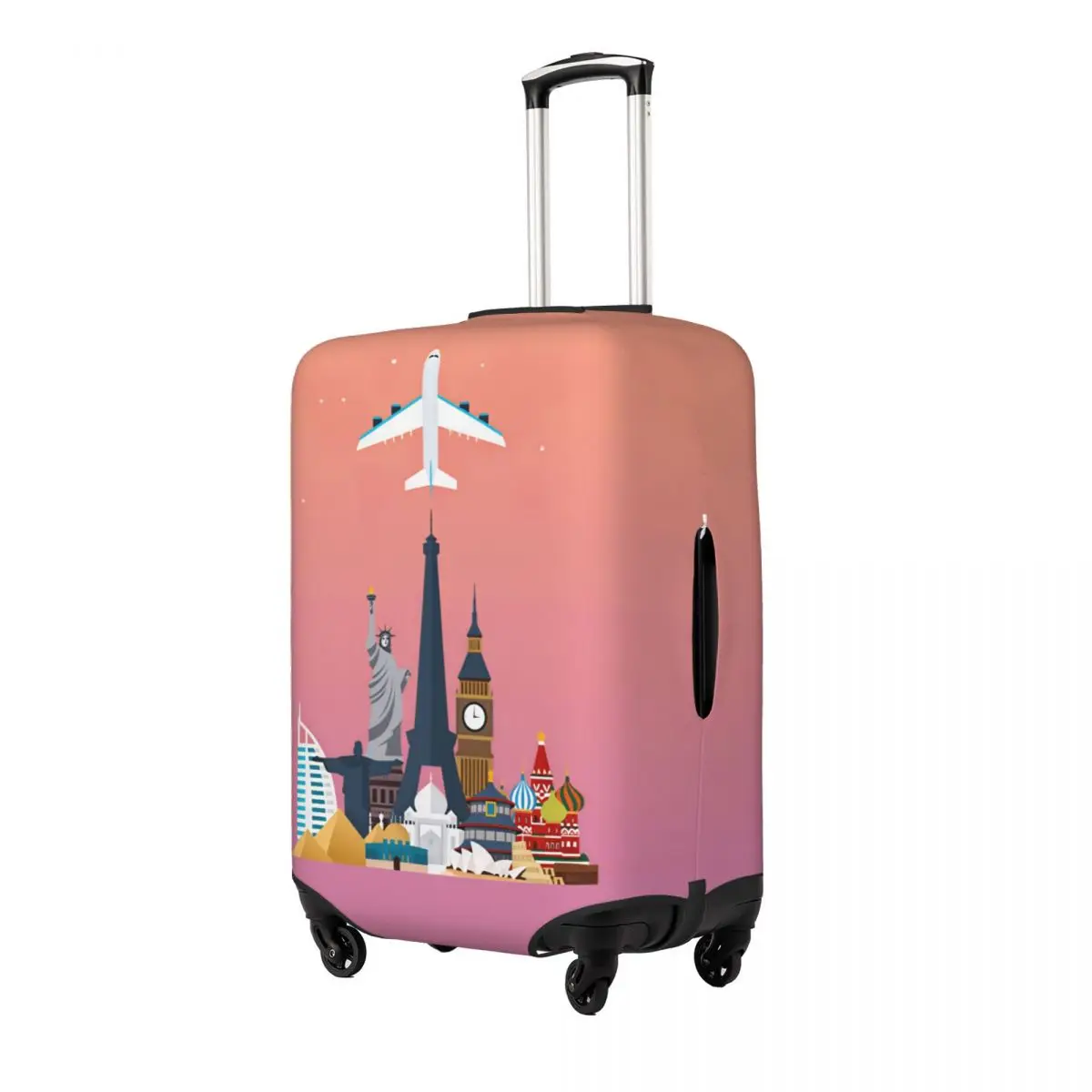 Travel Poster Around The World Suitcase Cover Elastic Business Protection Luggage Supplies Holiday