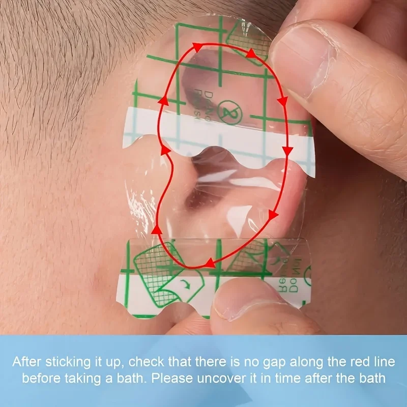 20/40/80pcs Disposable Transparent Waterproof Ear Stickers, Invisible Membrane Earmuffs Waterproof Stickers, Suitable for Shower