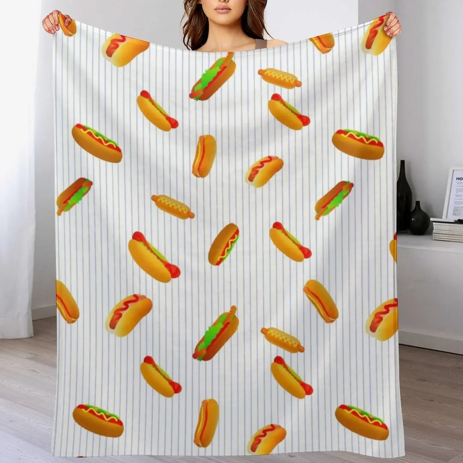

Hot Dog Pattern Throw Blanket Moving Cute Personalized Gift Decoratives Blankets