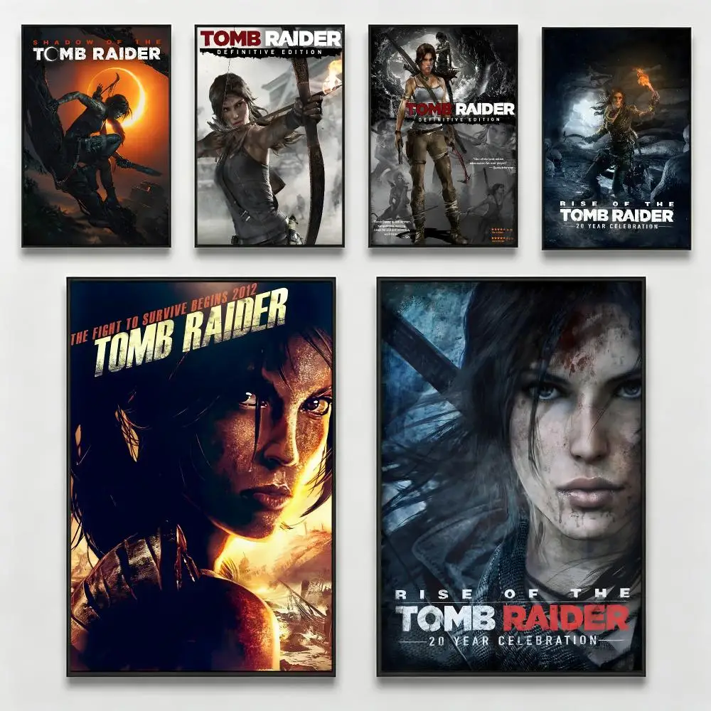 Game Tomb RaiderS Poster Poster Nordic HD Self-Adhesive Wall Sticker Home Café Bedroom Living Room Art Decor Gift