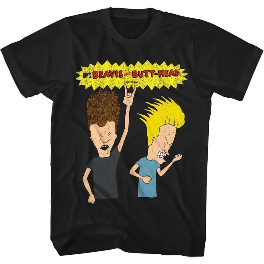 1993 Animated Cartoon Beavis and Butt-head American Casual Fitness Loose Pure Cotton Men's T-shirt Women's Short-sleeved Couple