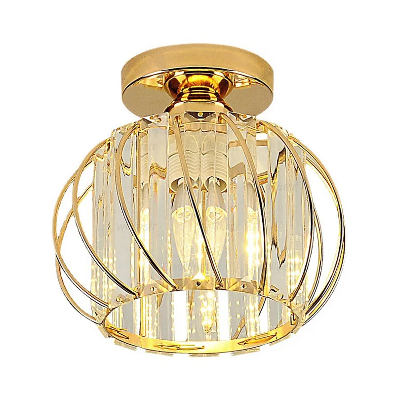 

Creative Crystal Glass Ceiling Light Square Round Lantern Lamp Hotel Cafe Aisle Porch Balcony Black Gold Silver Metal Lighting
