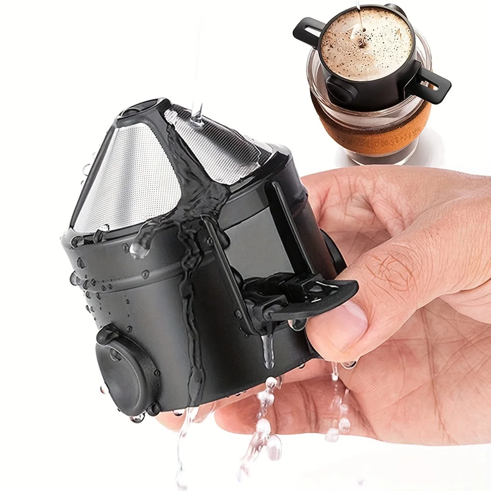 Coffee Filter Cup Portable Reusable Pour Over Coffee Maker Filter Mini Collapsible Paperless Coffee Dripper For Travel Camping view 2