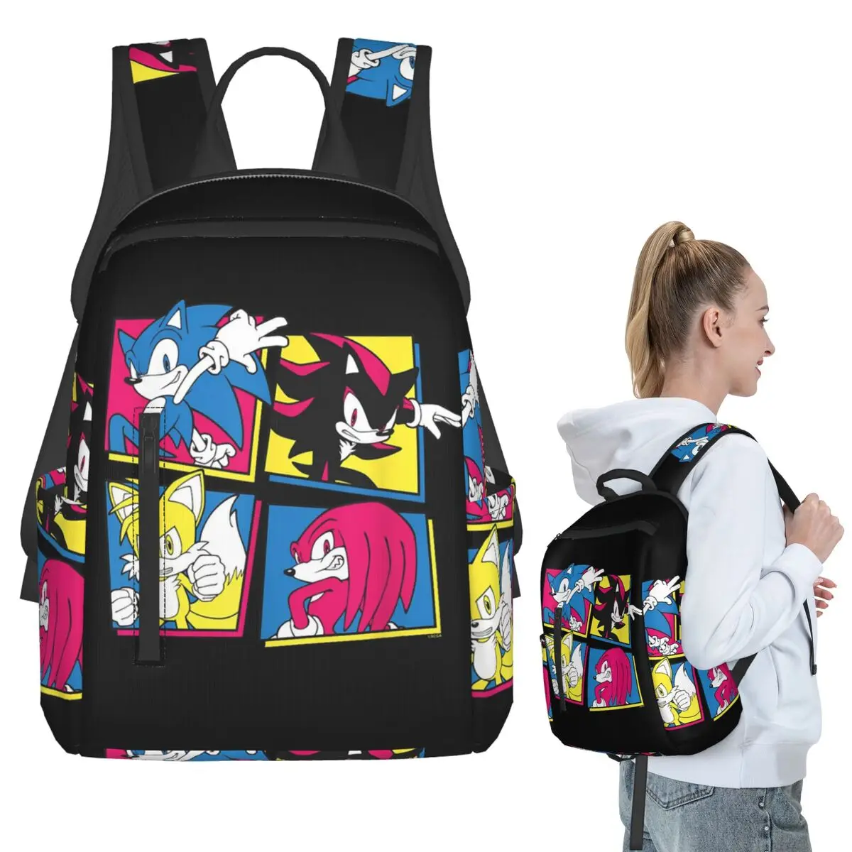 

Рюкзак Sonic The Hedgehog Shadow Tails Knuckles, студенческий рюкзак для мальчиков и девочек, детская школьная сумка, сумки на плечо для ноутбука