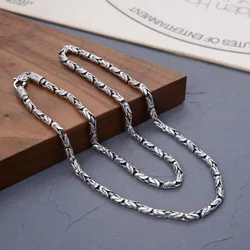 Buddhastone Silver Color Ping 5mm An Necklace Chinese Retro Round Body Ping An Chain Men's Vajra Pestle Necklace Pendant Jewelry