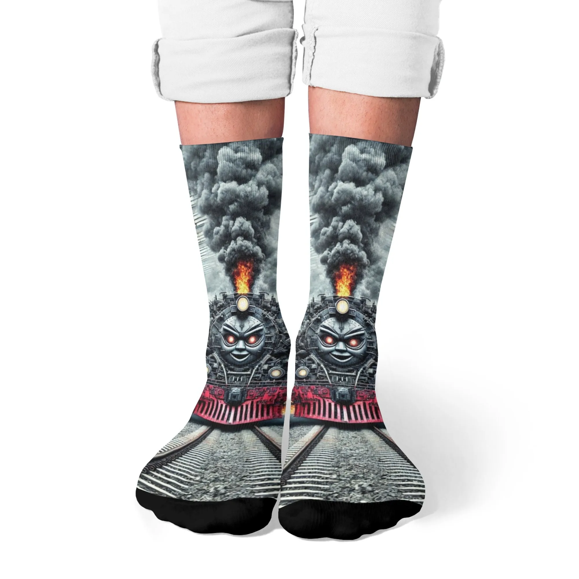 

Metal Devil Train Men's Socks Steampunk Style Crazy Street Hip-Hop Funny Socks Retro Fashion Casual Socks Novelty Party Gift