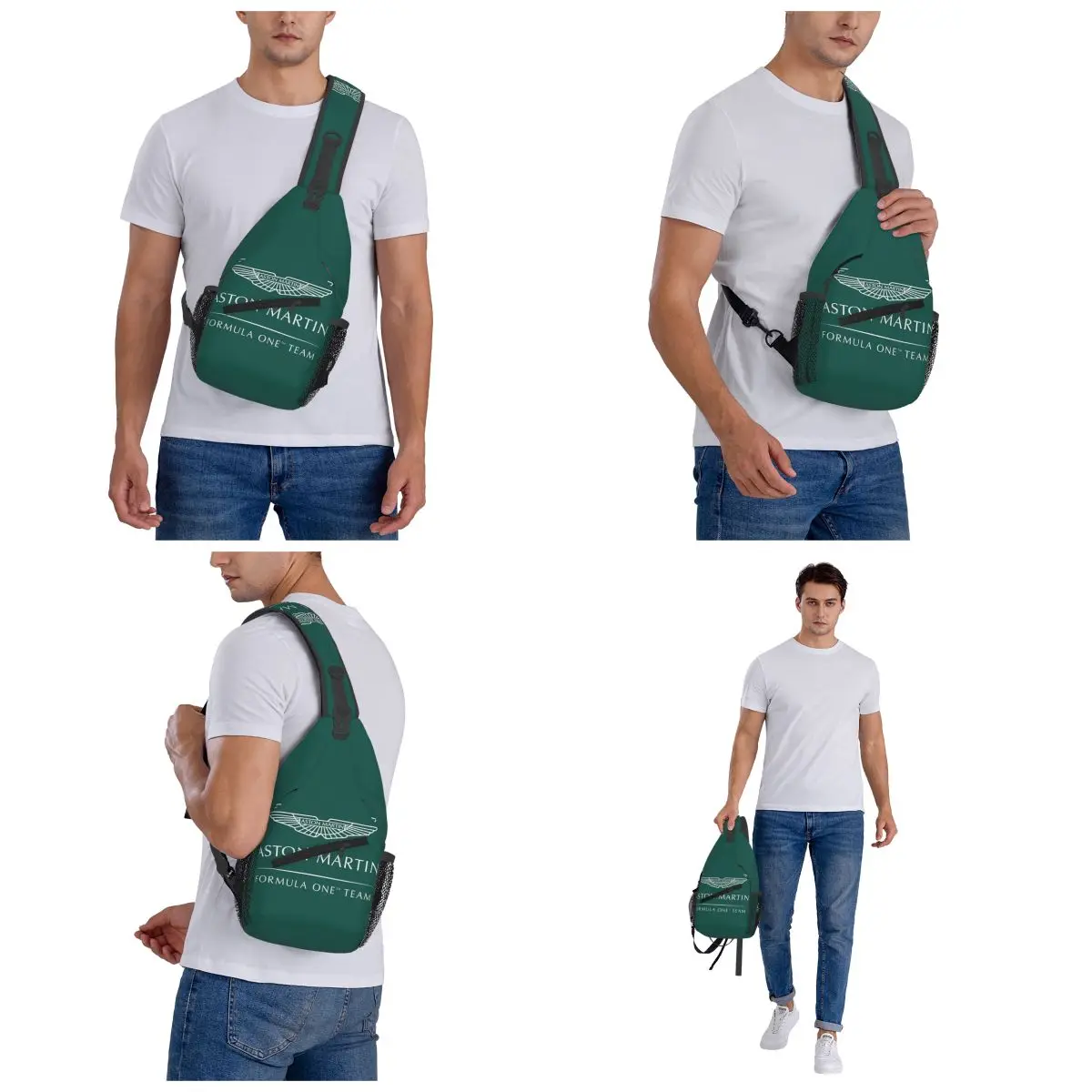 Aston Martin F1 Peito Bolsa Homens Sling Crossbody Mochila Peito Bolsa Viagem Caminhadas Daypack Bolsa de Ombro