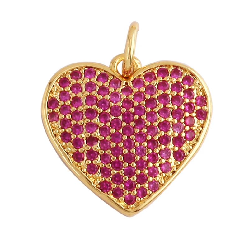 Fashion Colourful Enamel Dripping Oil Love Heart Charm Pendant,Cute 18K Gold Zircon Mix Style Jewelry Necklace Accessories L26