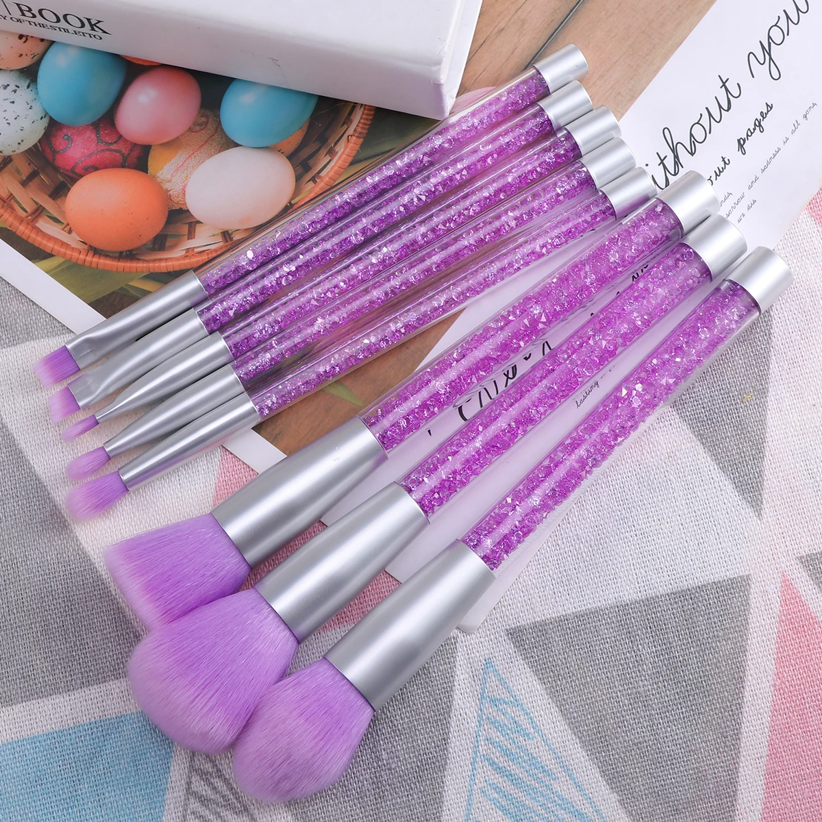 

8pcs Makeup Brush Set Soft Fiber Bristles Professional Cosmetics Brushes Plastic Handle Uniform Look Daily Use Gift
