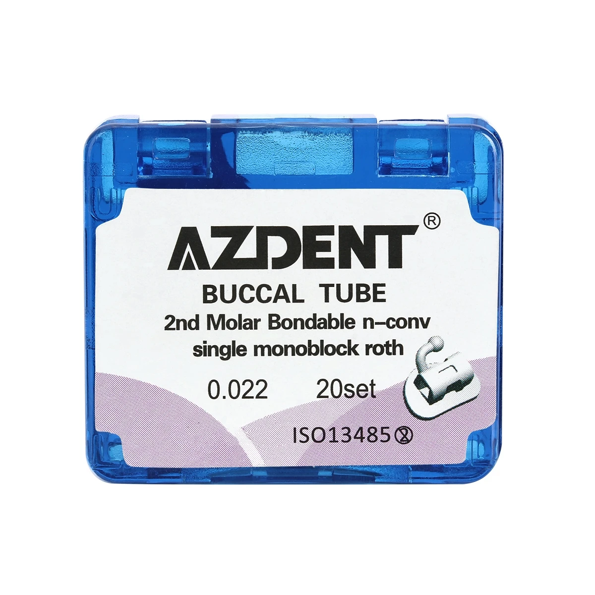 20 Sets/Box AZDENT Dental Orthodontische Bukkalröhrchen MIM Monoblock 1./2. Molar Zähne Klebbar Nicht Konvertierbar Roth/MBT 0.022/0.018 – Detail 1