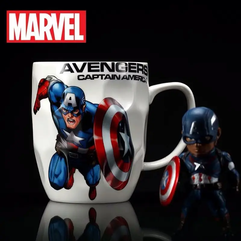 Marvel Avengers anime peripheral mug Captain America Iron Man Spider-Man cartoon creative ceramic water cup Christmas gift