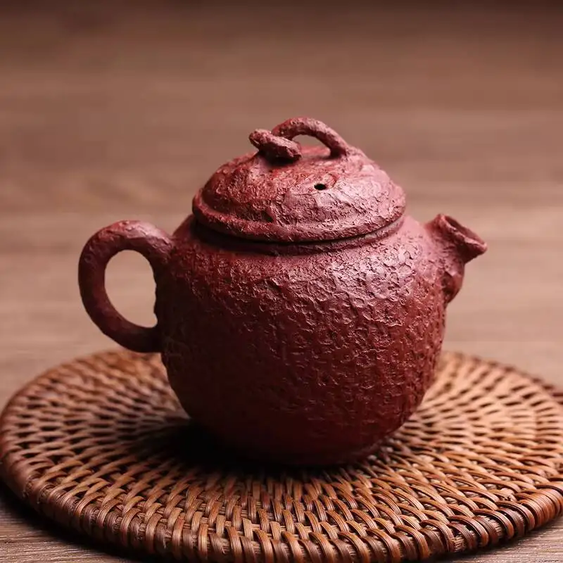 Yixing Purple Clown-Shaped Pure Handmade Imitation Vessel, Small Craft Teapot, Red Clay Tea Set
