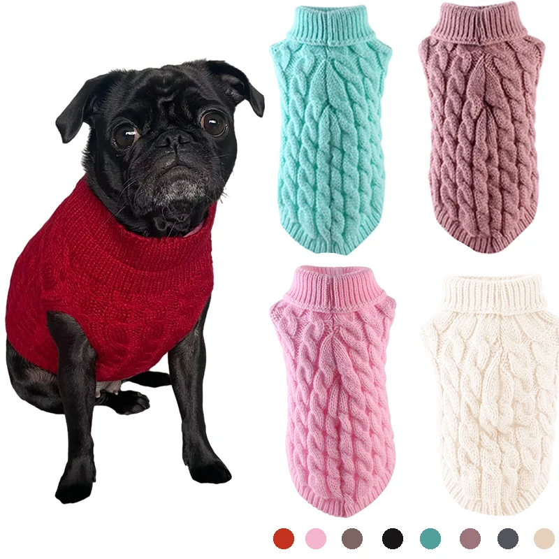 Winter Puppy Warm Sweater Turtleneck Pet Dog Knitting Clothes for Small Medium Dogs Kitten Vest Chihuahua Pullover Bulldog Coat