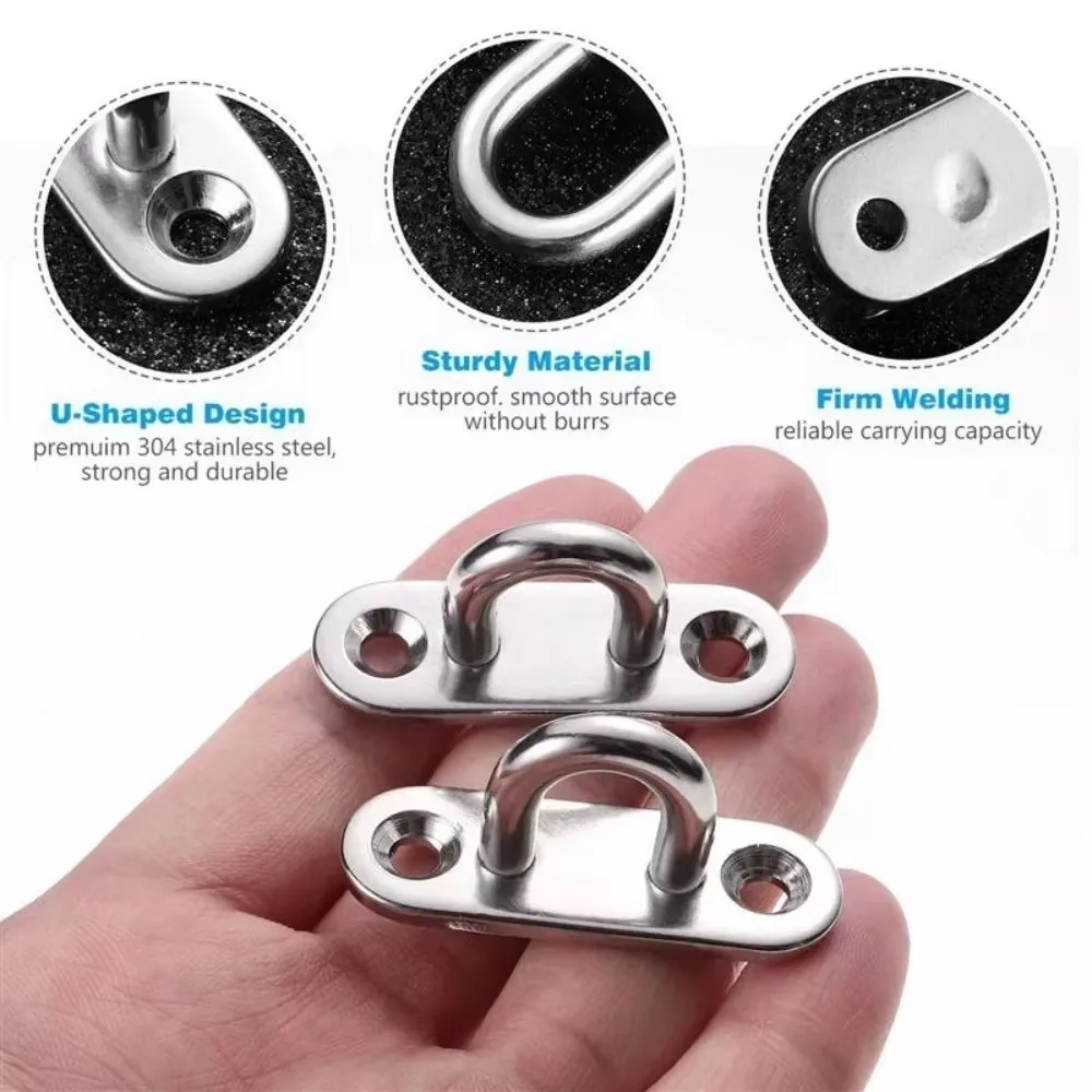 10x Edelstahl-Schraubhaken und 20x Befestigungsschrauben, M5-Ösenplatte mit Ring, für Schiffsausrüstung, Deckenwandbehänge – Detail 1