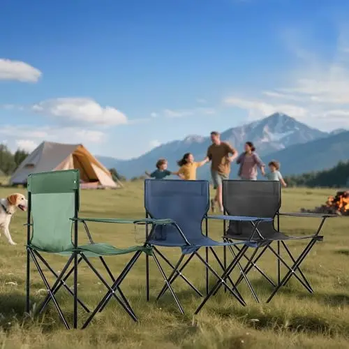4 Pack Folding Camping Chairs for Adults, Foldable Portable Lawn Chairs with Carry Bag & Cup Holder, Compact Design for