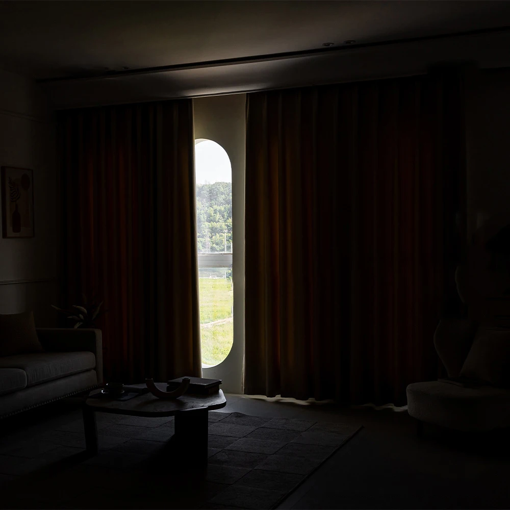Tenda oscurante moderna e minimalista in ciniglia spessa, parasole con riduzione del rumore isolante con motivo a onde, lavorazione dell'anello di ferro