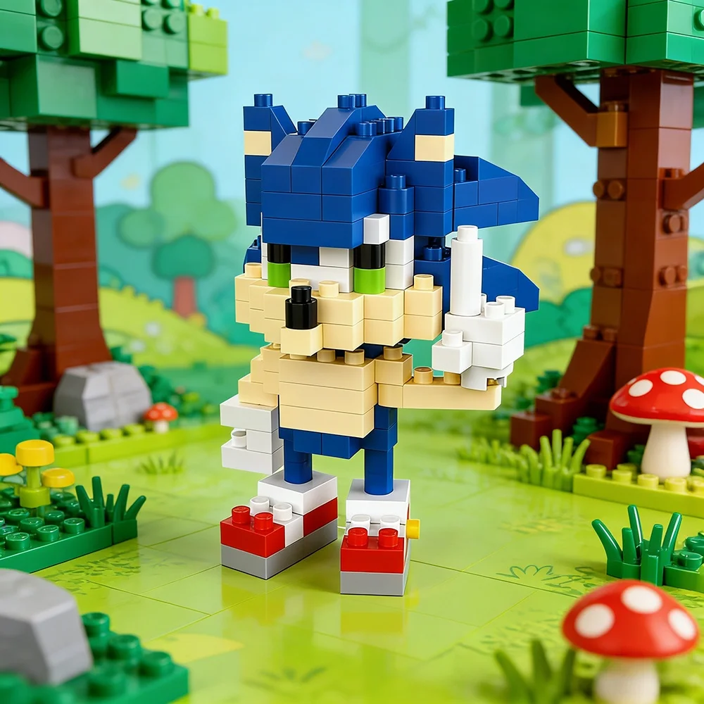 SEGA Hedgehog Sonic Anime Movie Game Building Blocks Construction Toy Block Creative Idea Education Christmas Gifts Brick Kids
