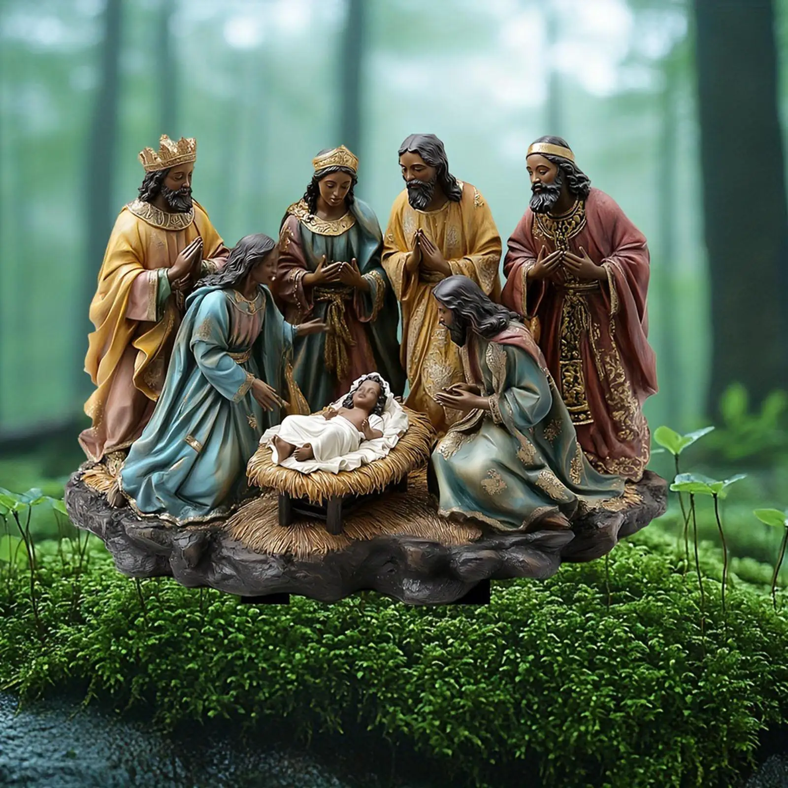 Jesus Nativity Scene Stake 2D Festival Walkway Christmas Yard Sign Stake Decor Hollow Nativity Scene Stake Xmas Yard Sign Stake