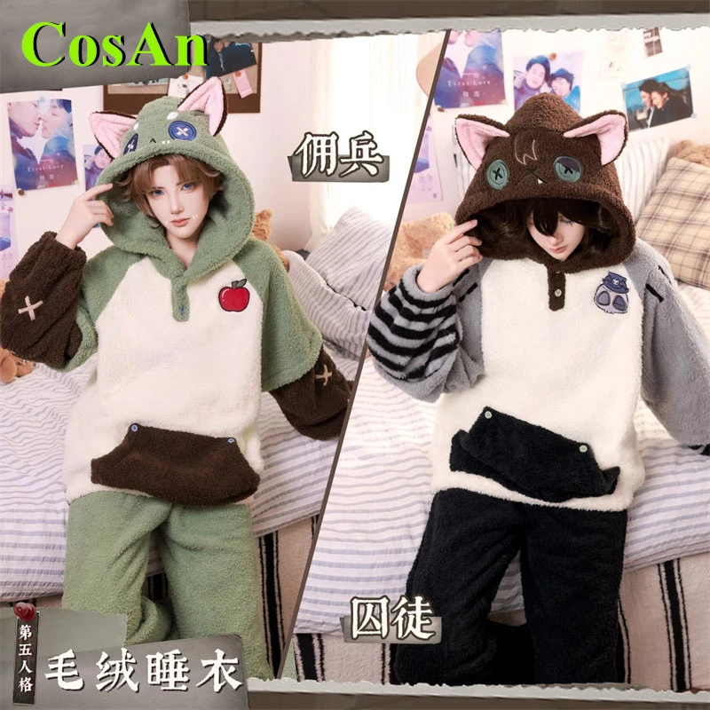 

CosAn Identity V Naib Subedar Plush Pajamas Luca Balsa Prisoner Cosplay Costume Mercenary Cos Winter Home Sleeping Robe New