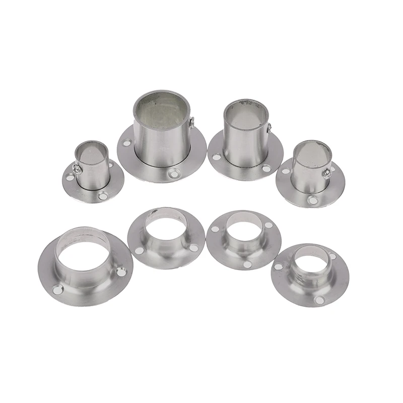 For Wardrobe Curtain Rod Holder Round Tube Holder Bracket Furniture Fittings Towel Tube Holder Stainless Steel Flange