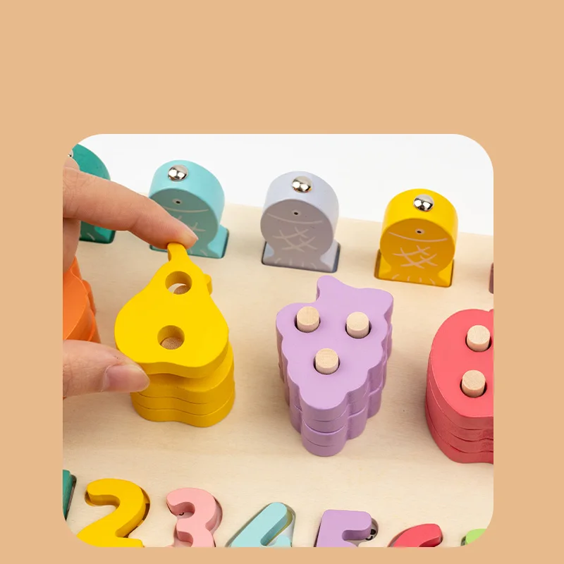 Multifunktionales logarithmisches Holzbrett, Farbe, Form, kognitive Übereinstimmung, numerische Berechnung, Angeln, Kinderspielzeug
