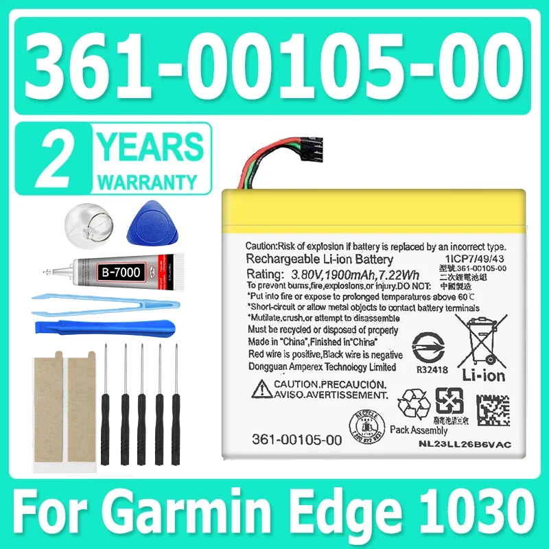 Batería 361-00105-00 de alta calidad, batería de repuesto para Garmin Edge 1030, velocímetro de bicicleta 1900mAh + herramientas gratis
