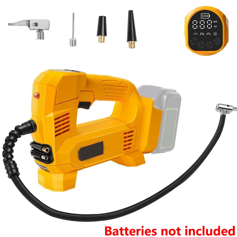Compresor de aire inflador de neumáticos para batería Dewalt de 20V con manómetro Digital para coche, motocicleta, bomba de aire portátil para bicicleta
