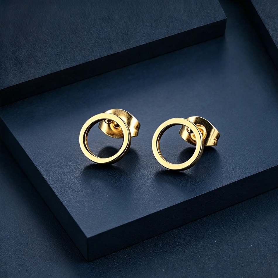 Image of 12 Paar 6mm 10mm Runde Ohrstecker für Damen Edelstahl Statement-Ohrringe Minimalistischer Kleiner Schmuck Großhandel