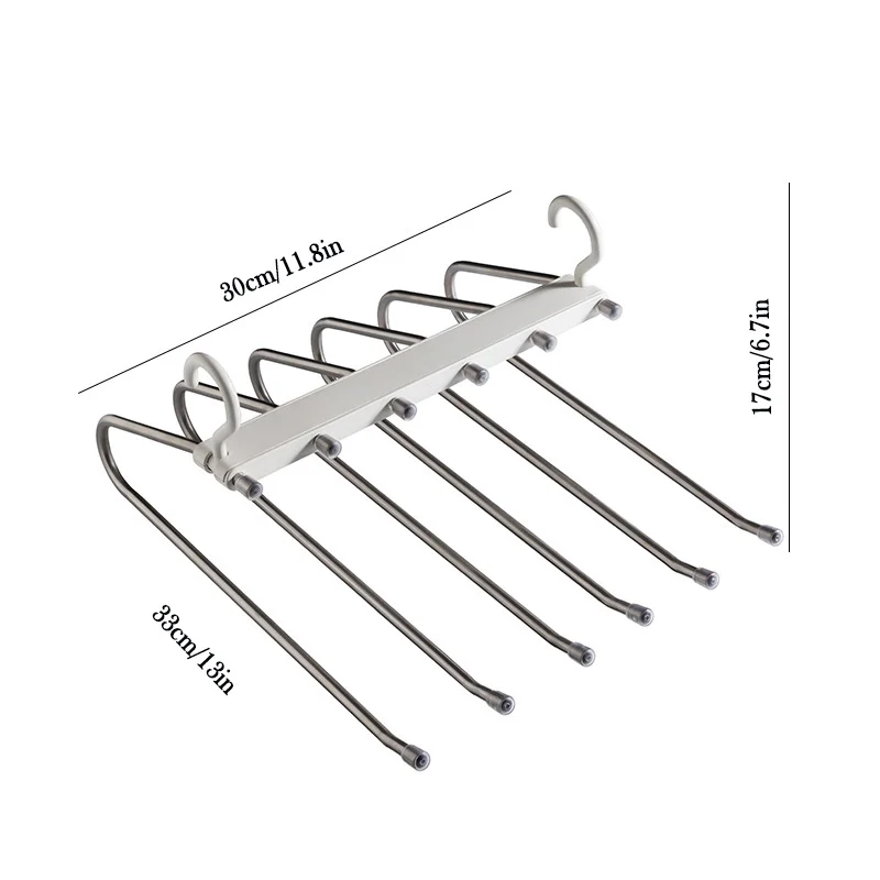 Multi-function Magic Pants Hangers,Rotatable Folding Stainless Steel Scarf Trouser Hanger,Non-Slip 6 in 1 Rack for Home Dorm