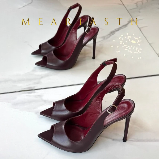 

Patent Leather Sandals In Black Gradient Women pointed Peep Toe Slip-on Concise Stiletto High Heels Ladies Brand Designer Shoes