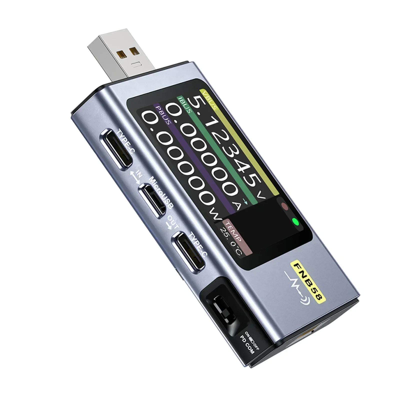 Imagem -06 - para Fnirsi Fnb58 Usb Testador de Tensão Medidor de Detecção de Corrente Multímetro de Energia Usb 428v 7a para Eletricista Suprimentos Acessórios