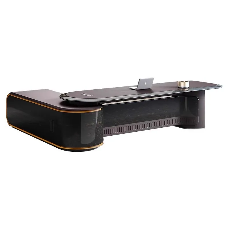 Office boss table Modern simple president table High-end atmosphere light luxury chairperson large class table and chair combina