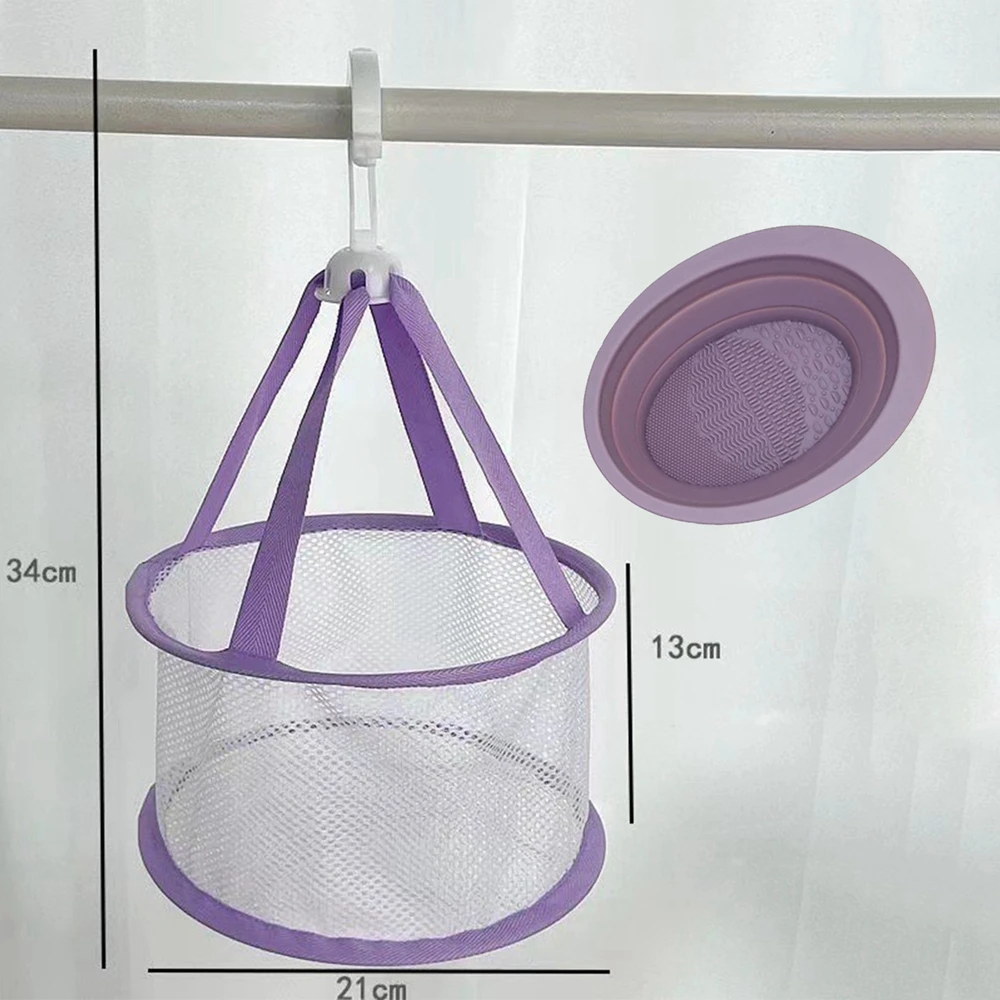 1PCS Color Random  Foldable Makeup Brush Cleaning Makeup Brush Powder Puff  Liquid Makeup Brush Makeup Sponge Drying Net Suit