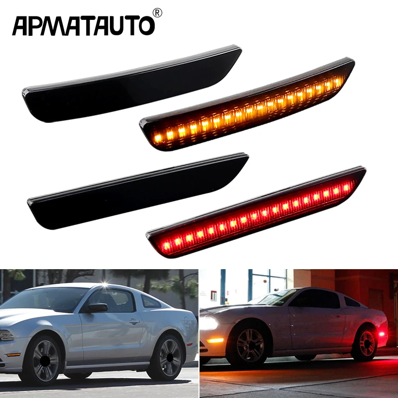 4pcs Car Front Rear Bumper Side Marker Light For Ford Mustang Base GT Shelby GT500 Boss 302 2010 2011 2012 2013 2014