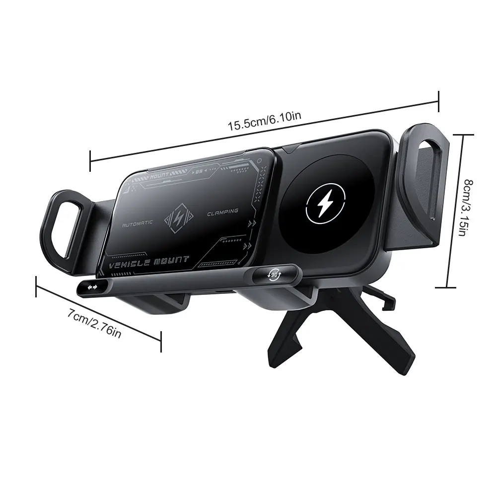 Soporte Universal para teléfono de coche, cargador inalámbrico de doble bobina, soporte plegable para teléfono, carga rápida para Samsung, iPhone, Xiaomi, Z Fold