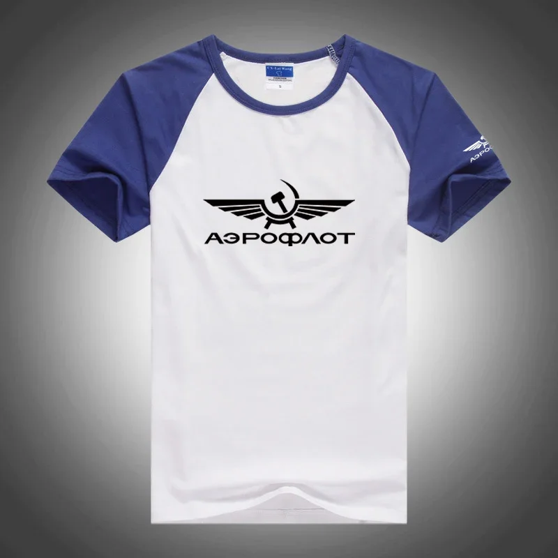 2024 Aeroflot Aviation Russe Pilote Aerospace New Summer CCCP Casual Tees Classic Round Neck Trendy Patchwork Short Sleeved Tops