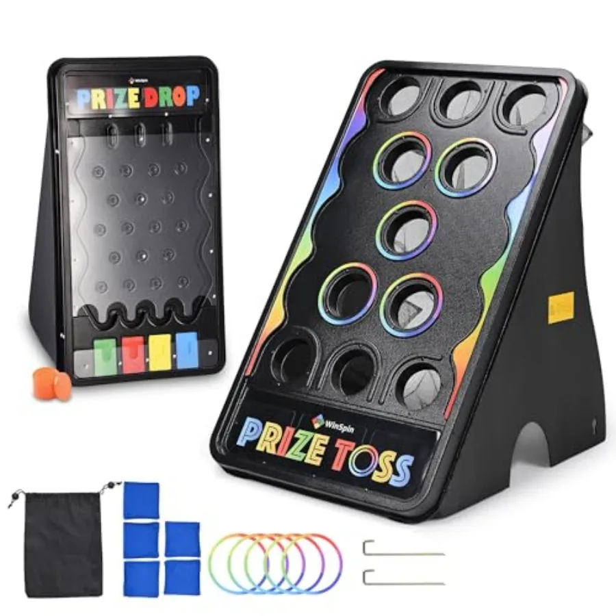 

Складной набор для карнавальных игр с призовой доской 25x14 и подставкой для метания мешочков 41x25, включает 8 шайб и 5 мешочков с наполнителем, разноцветный