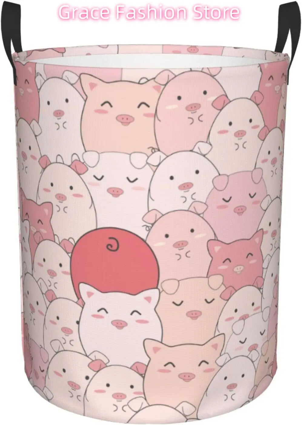 

Cute Pigs Laundry Basket Waterproof Oxford Cloth Organizer Basket Collapsible Clothes Hamper with Handle Toy Gift Bin Baskets