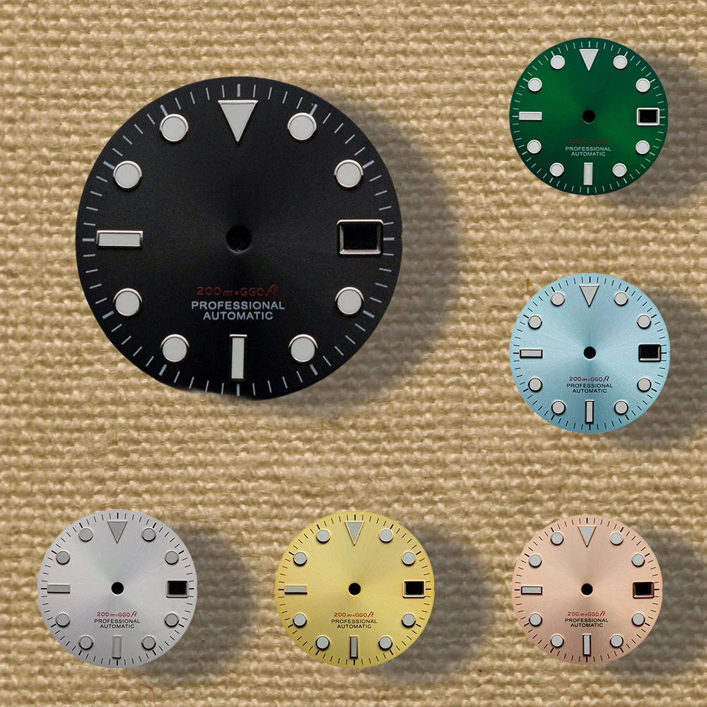 

Cool 28.5mm S Logo SUB Sunburst dial suitable for NH35/NH36/4R/7S movements, green night light diving, high-quality watch modifi