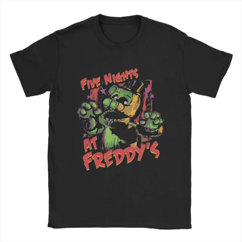 Five Nights Men's T Shirt At Freddys Vintage Tees Short Sleeve Round Collar T-Shirt Pure Cotton Plus Size Clothing